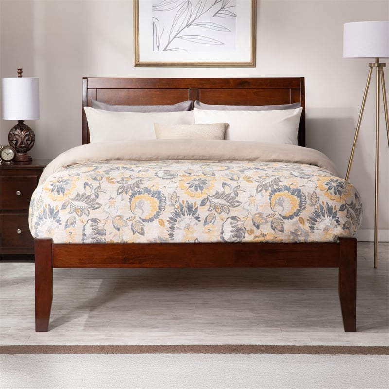 Portland Queen Solid Wood Platform Bed in Walnut