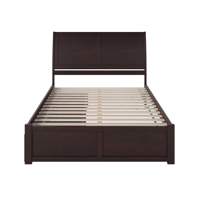 Portland Queen Wood Platform Bed with Footboard and Storage Drawers in Espresso