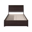 Portland Queen Wood Platform Bed with Footboard and Storage Drawers in Espresso