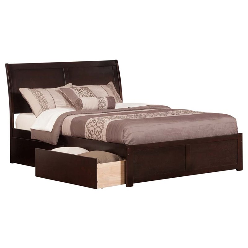 Atlantic Furniture Portland Queen Storage Platform Bed In Espresso