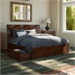 Portland Wood King Platform Bed with Footboard and Storage Drawers in Walnut