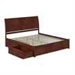 Portland Wood King Platform Bed with Footboard and Storage Drawers in Walnut