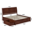 Portland Wood King Platform Bed with Footboard and Storage Drawers in Walnut