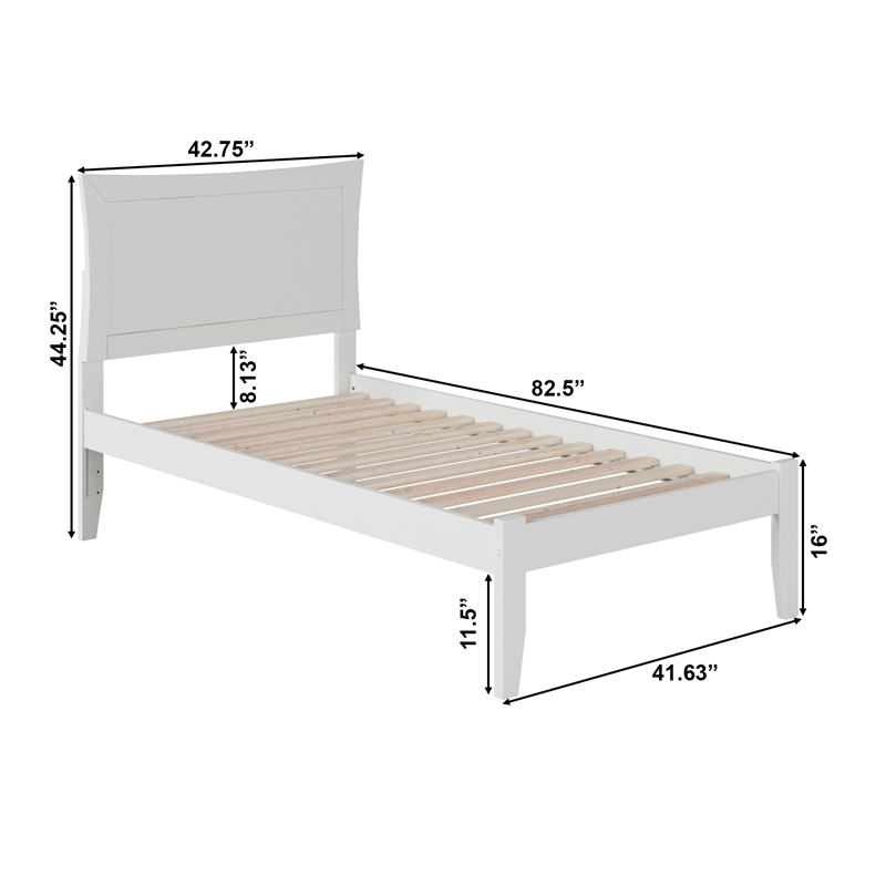 AFI Metro Twin XL Solid Wood Platform Bed with USB Charging Station in White
