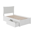 AFI Metro Twin XL Solid Wood Bed with Storage Drawers in White