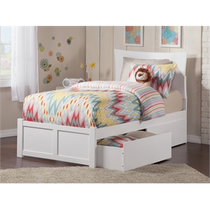 AFI Metro Twin XL Solid Wood Bed with Storage Drawers in White