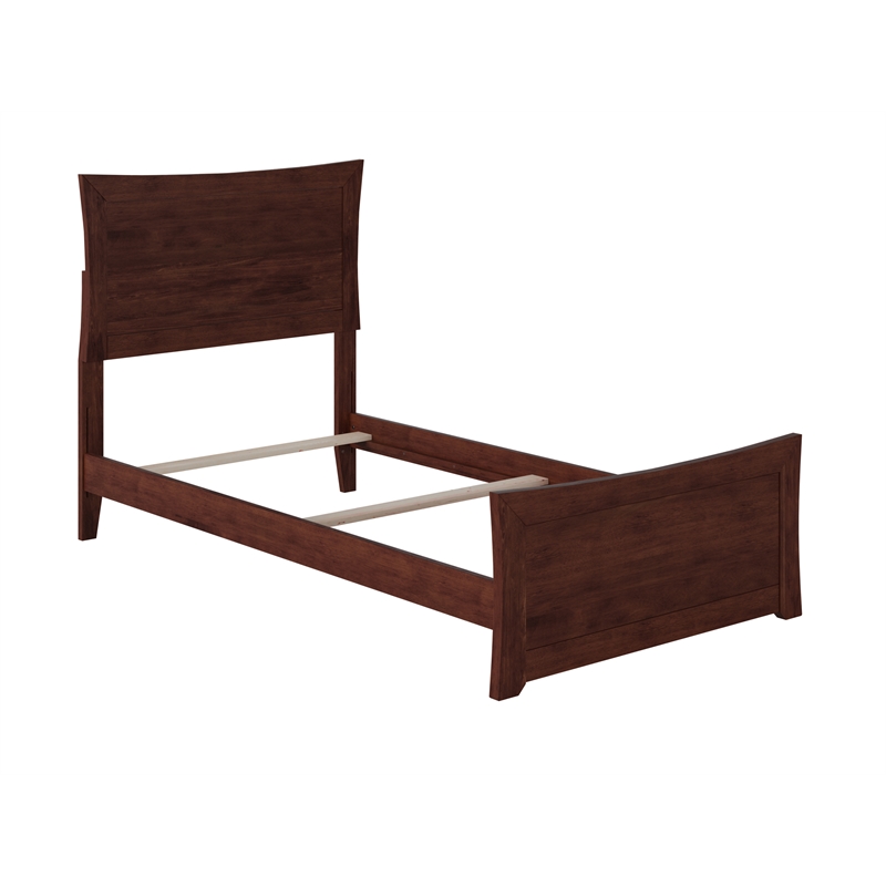 AFI Metro Twin XL Solid Wood Bed with Footboard and USB Charger in Walnut