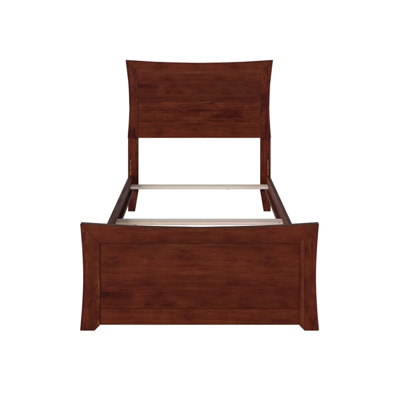 AFI Metro Twin XL Solid Wood Bed with Footboard and USB Charger in Walnut
