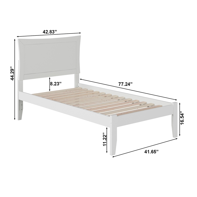AFI Metro Twin Solid Wood Platform Bed with USB Charging Station in White