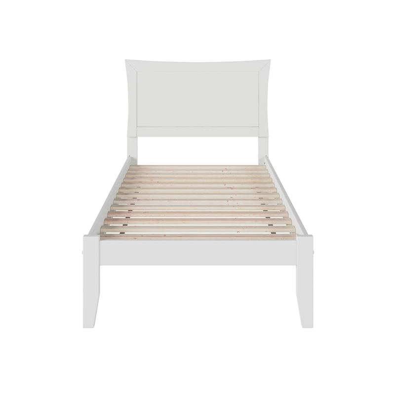 AFI Metro Twin Solid Wood Platform Bed with USB Charging Station in White