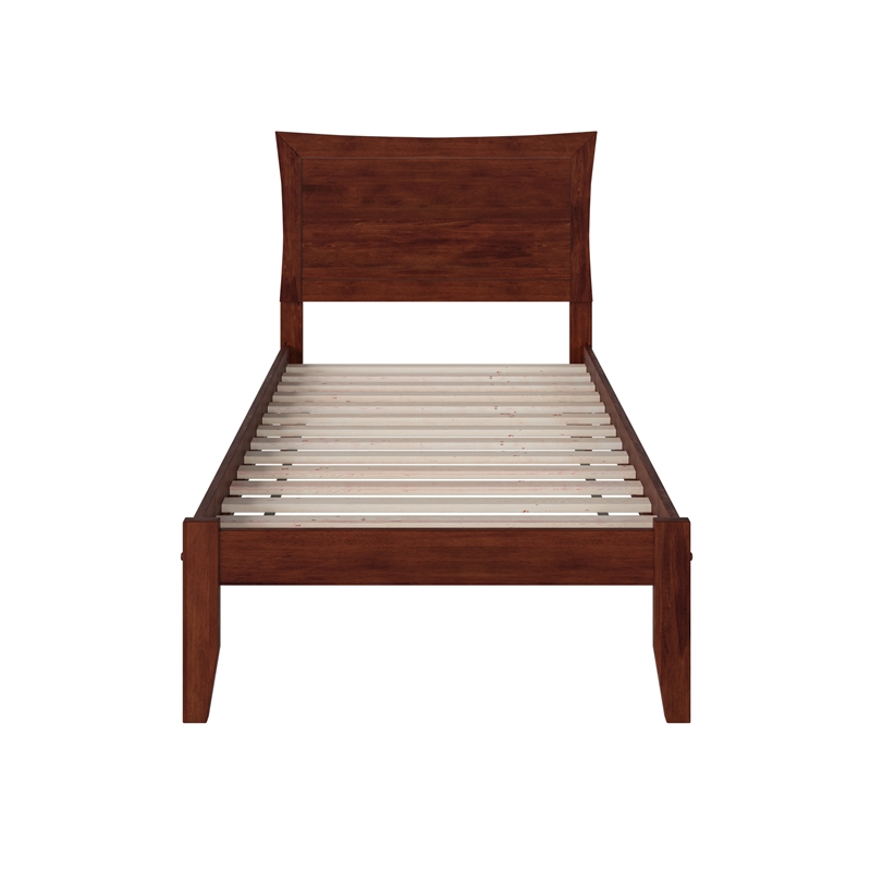 AFI Metro Twin Solid Wood Platform Bed with USB Charger in Walnut