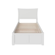 AFI Metro Twin Solid Wood Bed with Twin Trundle and USB Charger in White