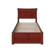 AFI Metro Twin Solid Wood Bed with Twin Trundle and USB Charger in Walnut