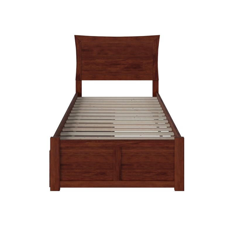 AFI Metro Twin Solid Wood Bed with Storage Drawers in Walnut