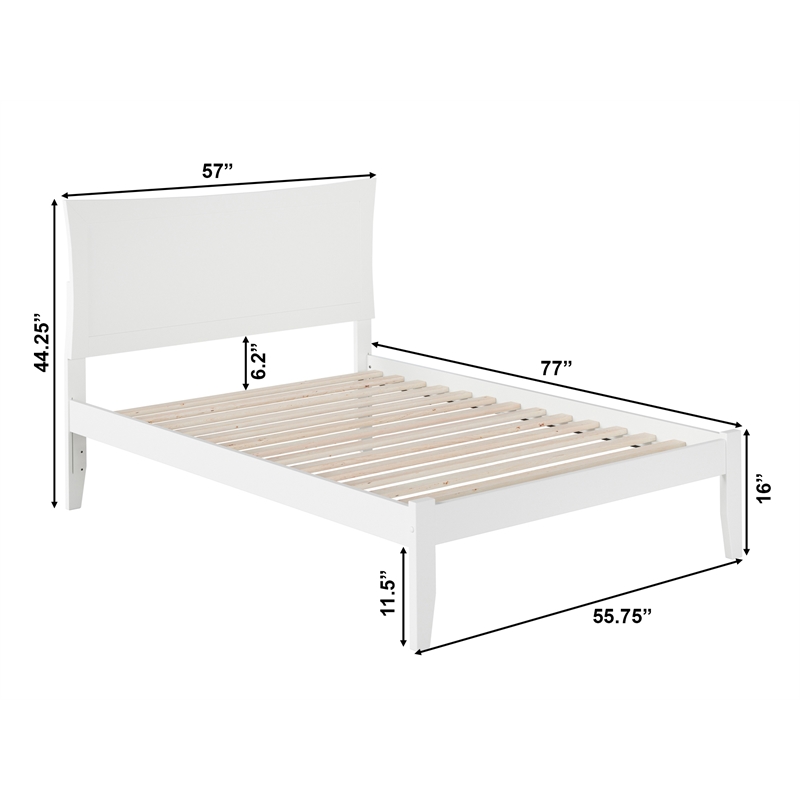 AFI Metro Full Solid Wood Platform Bed with Charging USB in White