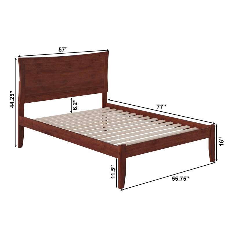AFI Metro Full Solid Wood Platform Bed with Charging USB in Walnut