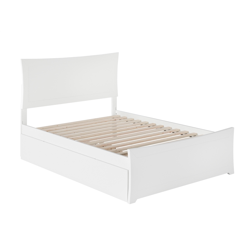 AFI Metro Solid Wood Full Bed and Footboard with Twin Trundle in White