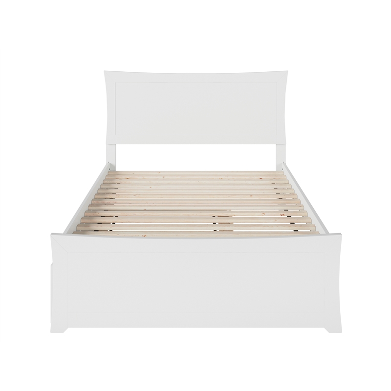 AFI Metro Solid Wood Full Bed and Footboard with Twin Trundle in White