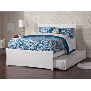 AFI Metro Solid Wood Full Bed and Footboard with Twin Trundle in White