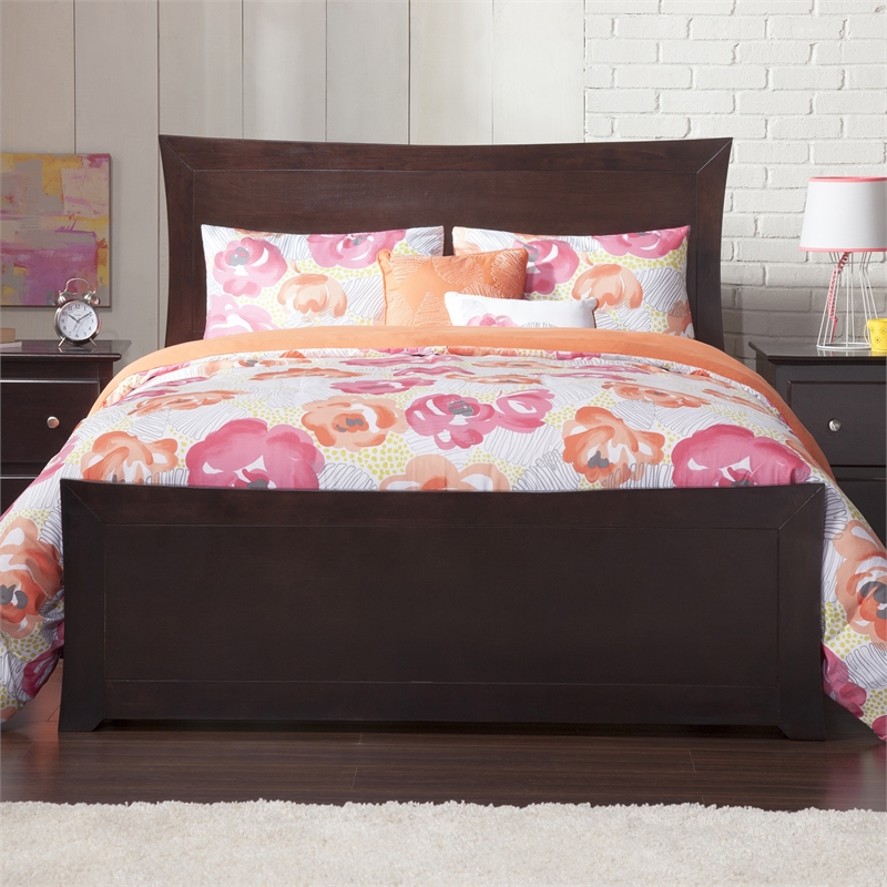 AFI Metro Full Solid Wood Bed with Footboard and USB Charger in Espresso