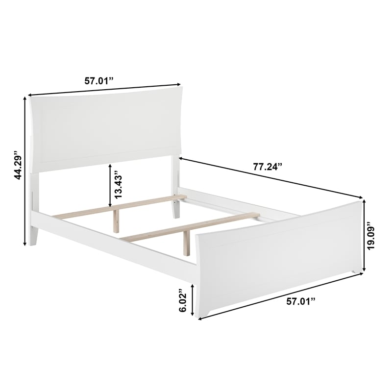 AFI Metro Full Solid Wood Bed with Footboard with USB Charger in White