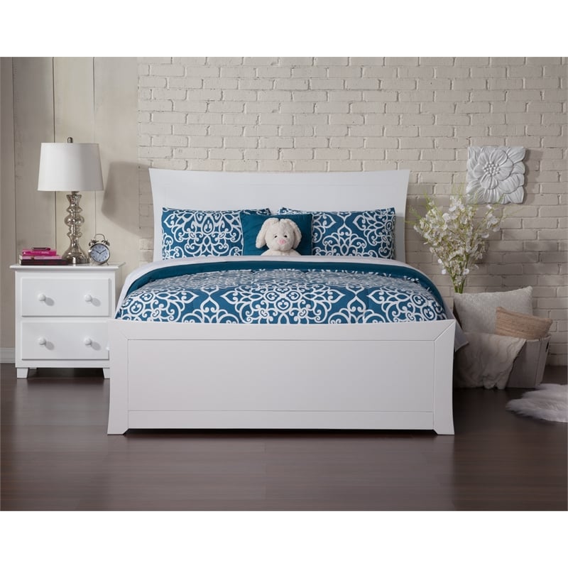 AFI Metro Full Solid Wood Bed with Footboard with USB Charger in White