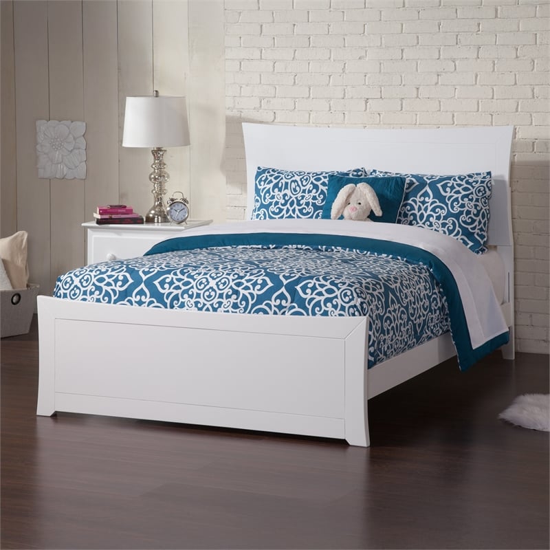 AFI Metro Full Solid Wood Bed with Footboard with USB Charger in White