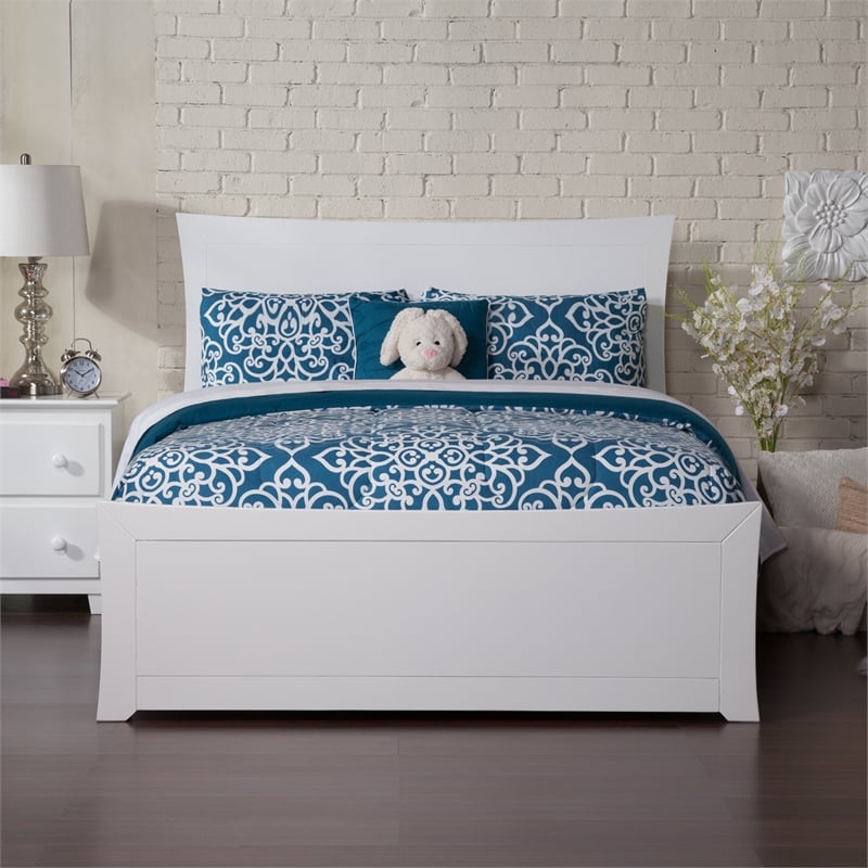 AFI Metro Full Solid Wood Bed with Footboard with USB Charger in White