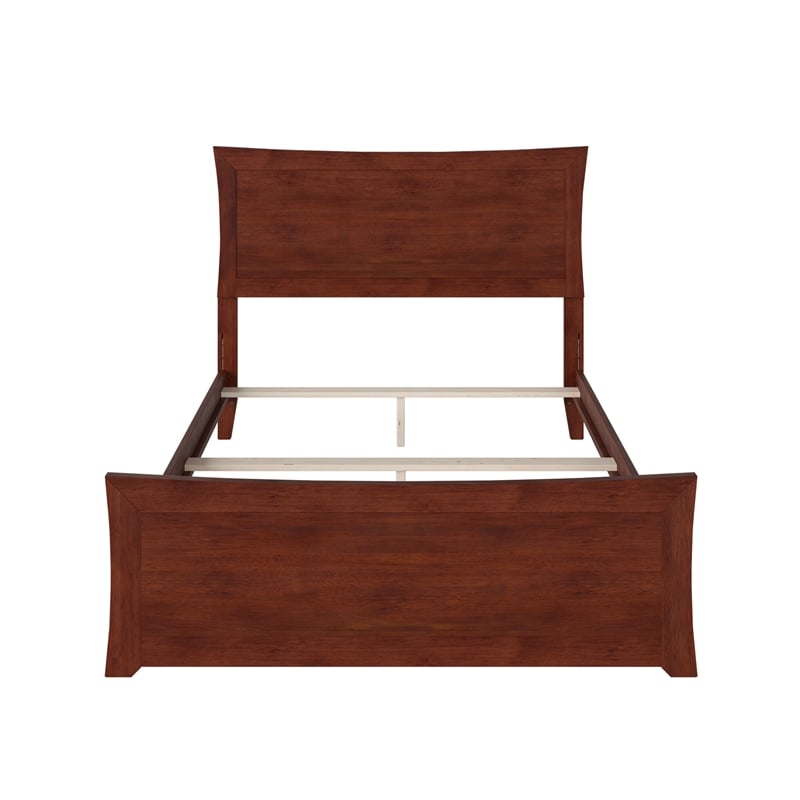 AFI Metro Full Solid Wood Bed with Footboard with USB Charging Station in Walnut