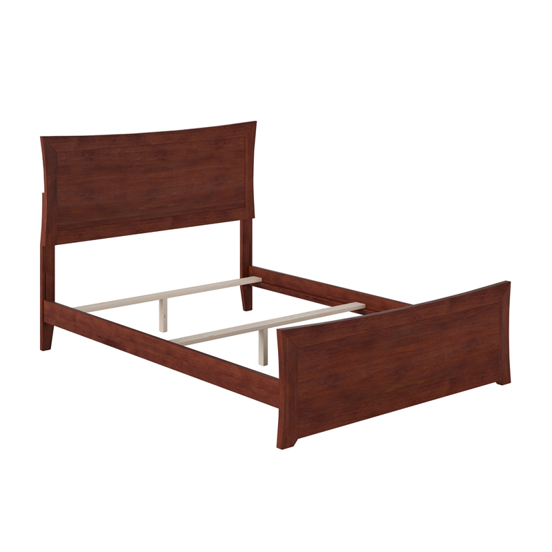 AFI Metro Full Solid Wood Bed with Footboard with USB Charging Station in Walnut