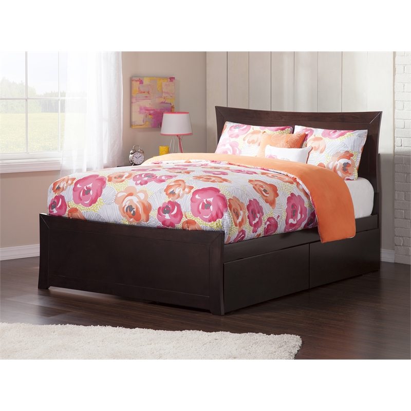 AFI Metro Solid Wood Full Bed and Footboard with Storage Drawers in Espresso