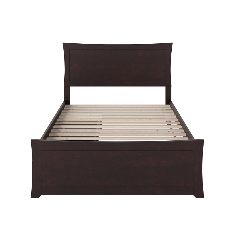 AFI Metro Solid Wood Full Bed and Footboard with Storage Drawers in Espresso