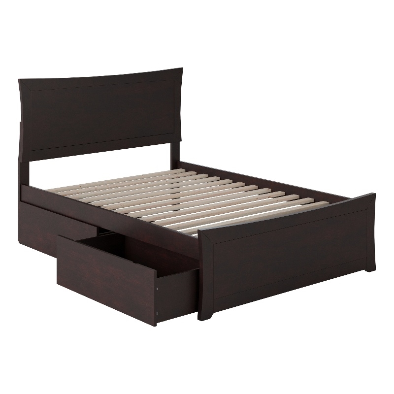 AFI Metro Solid Wood Full Bed and Footboard with Storage Drawers in Espresso