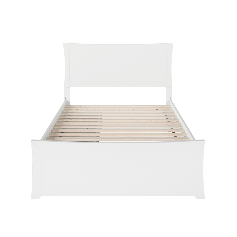AFI Metro Solid Wood Full Bed and Footboard with Storage Drawers in White