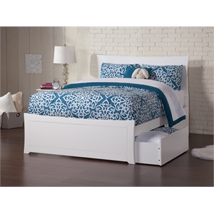 AFI Metro Solid Wood Full Bed and Footboard with Storage Drawers in White