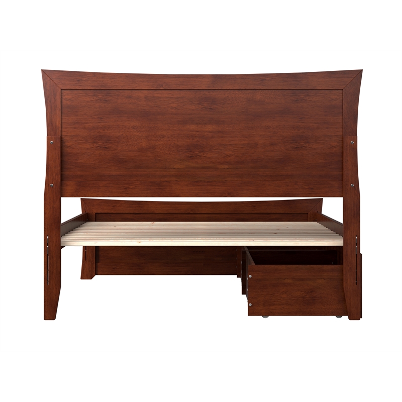 AFI Metro Solid Wood Full Bed and Footboard with Storage Drawers in Walnut