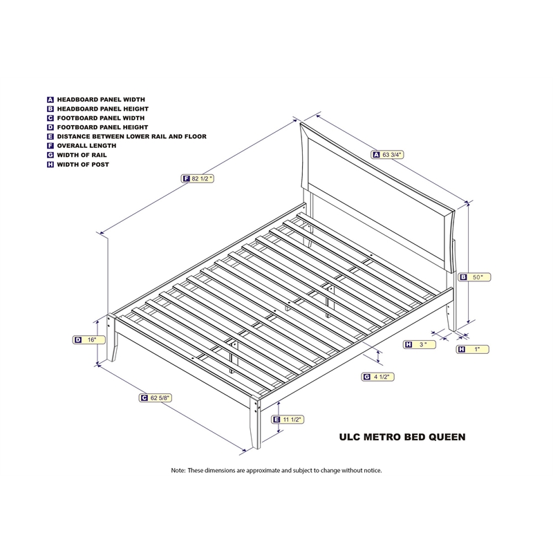 AFI Metro Queen Solid Wood Platform Bed with USB Charging Station in Walnut