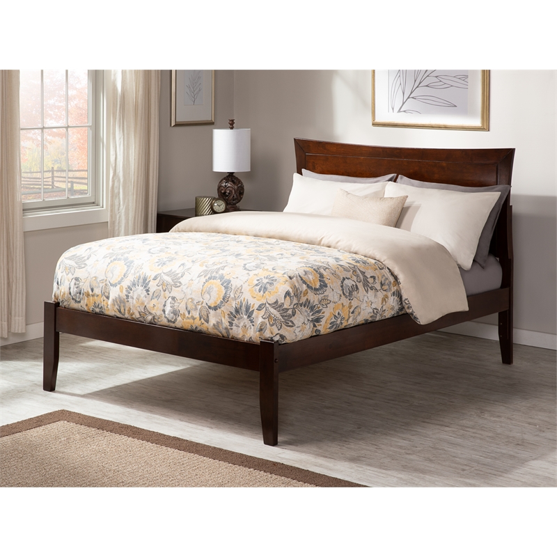 AFI Metro Queen Solid Wood Platform Bed with USB Charging Station in Walnut
