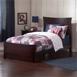 AFI Metro Queen Solid Wood Bed with Footboard and USB Charger in Espresso
