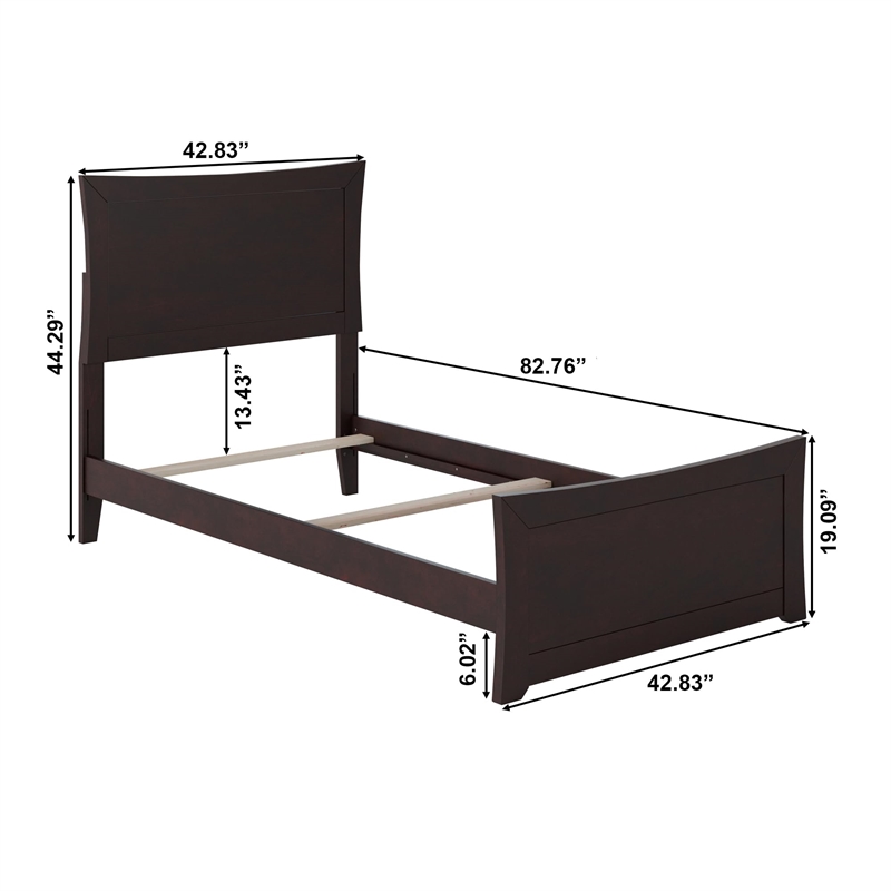 AFI Metro Queen Solid Wood Bed with Footboard and USB Charger in Espresso