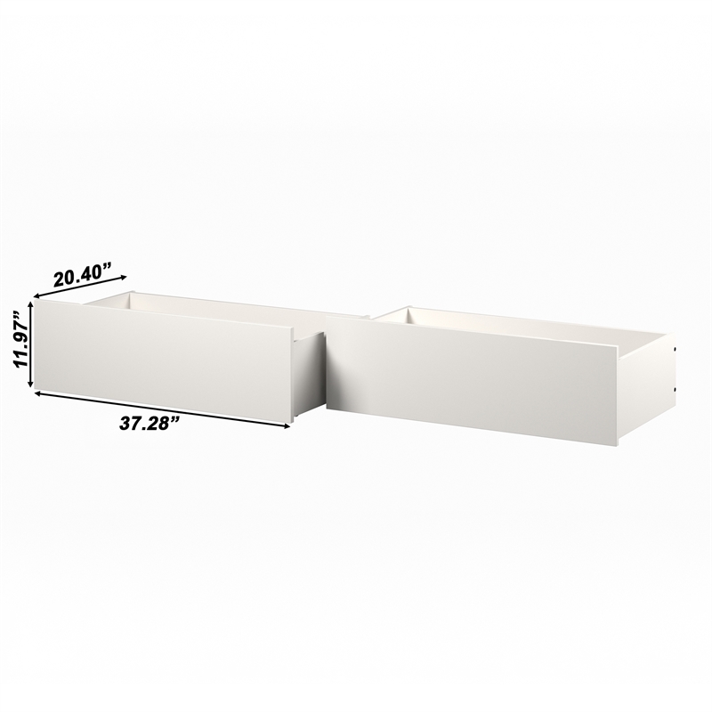 AFI Urban Wood Twin/Full Under Bed Drawers in White (Set of 2)