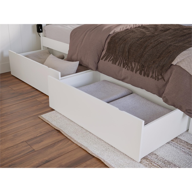 AFI Urban Wood Twin/Full Under Bed Drawers in White (Set of 2)