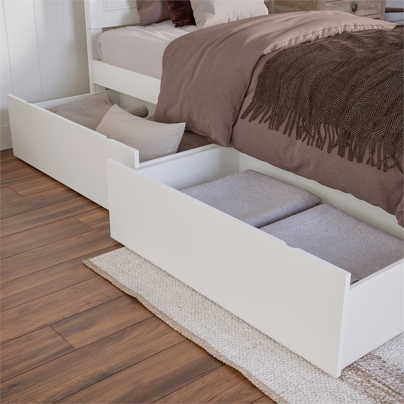 AFI Urban Twin Full Solid Wood Bed Drawers in White (Set of 2)