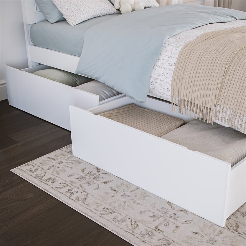 AFI Urban Twin Full Solid Wood Bed Drawers in White (Set of 2)
