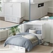 Nantucket Twin Wood Murphy Bed Chest with Mattress and Built-in Charger in White