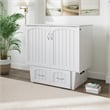 Nantucket Twin Wood Murphy Bed Chest with Mattress and Built-in Charger in White