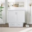 Nantucket Twin Wood Murphy Bed Chest with Mattress and Built-in Charger in White
