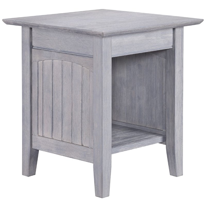 AFI Nantucket Solid Wood Traditional End Table with Shelf in Driftwood