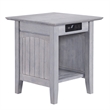 AFI Nantucket Solid Wood End Table with Charger in Driftwood