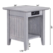 AFI Nantucket Solid Wood End Table with Charger in Driftwood